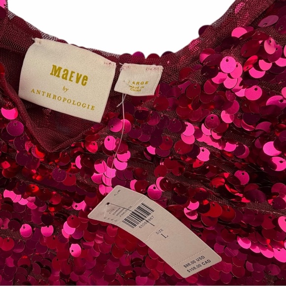 NWT Anthropologie Maeve Sequined Tie-Strap Tank Women's Size Large - Picture 5 of 8